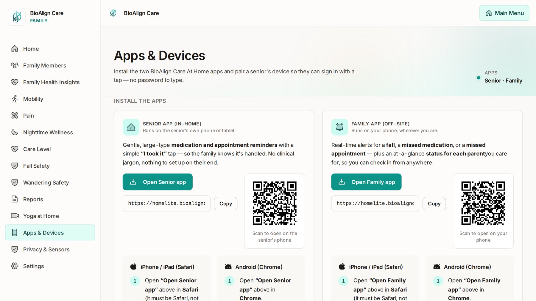 The BioAlign Care At Home tablet and sensors